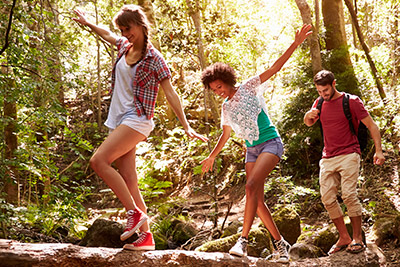 group of friends on a nature hike