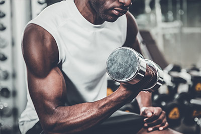 man doing a bicep curl