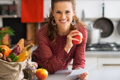 woman with healthy groceries